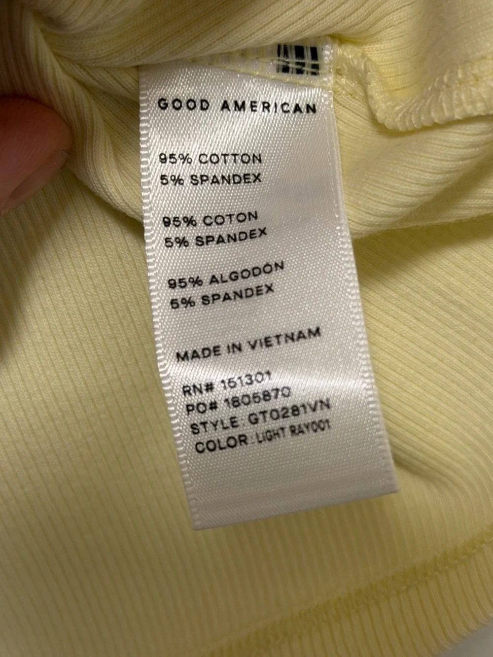 Good American Pale Yellow Ribbed Scoop Tank NWT size XL - Picture 2 of 5